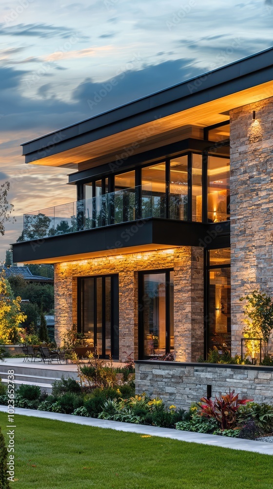 Obraz premium Modern Mansion Exterior with Scenic View