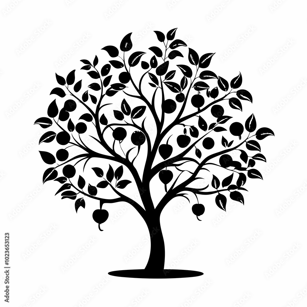 Fototapeta premium apple-serviceberry-tree-silhouette