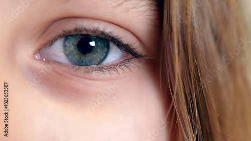 Εκτύπωση καμβά Close-up of a green human eye with detailed iris