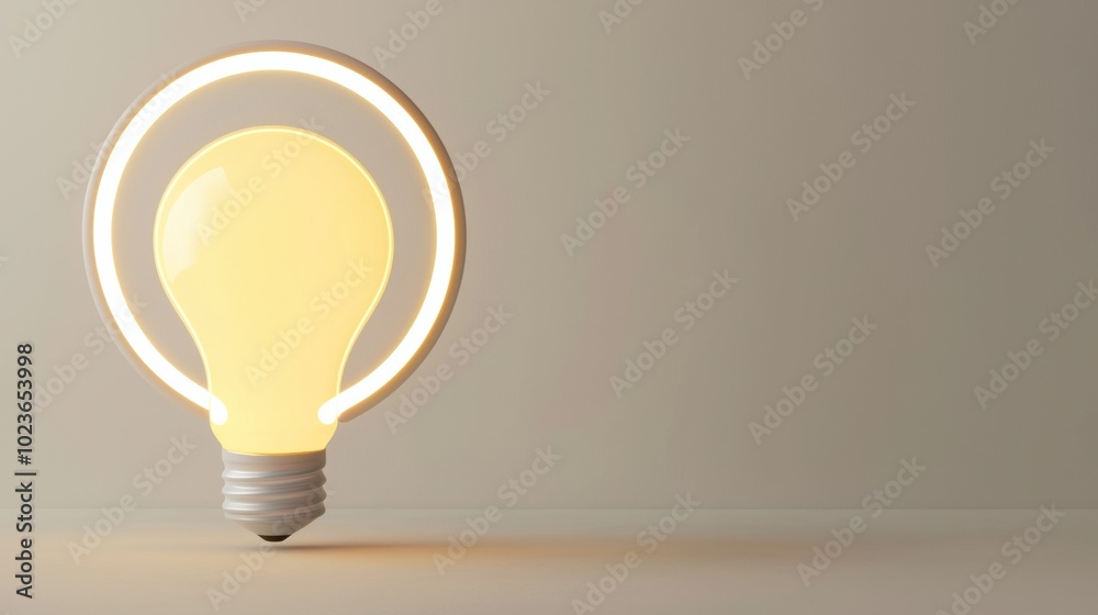 Glowing Light Bulb Symbolizing Innovative Thinking and Creativity Glowing Light Bulb Symbolizing Innovative Thinking and Creativity