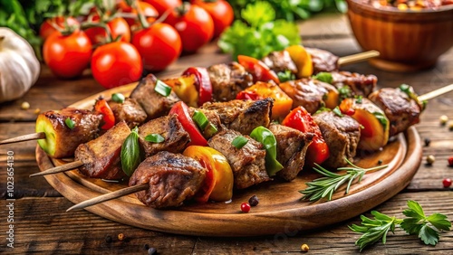 grilled meat skewers shish kebab