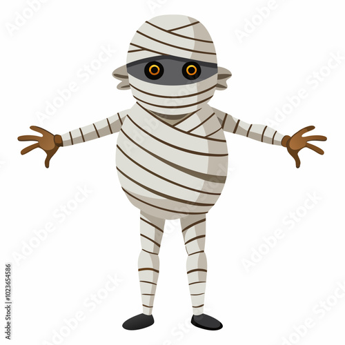 A mummy wrapped in bandages arms extended silhouette vector illustration on white background