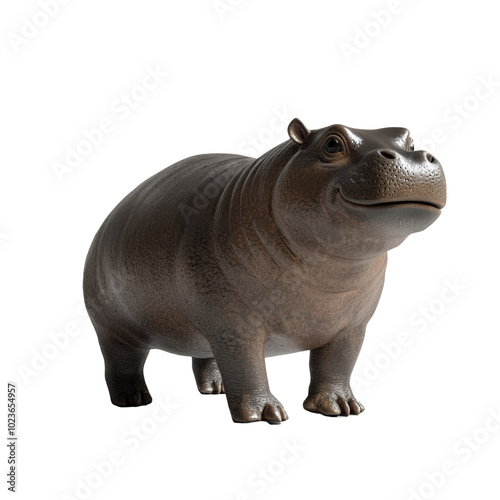 Pygmy Hippopotamus Standing on Clean Surface