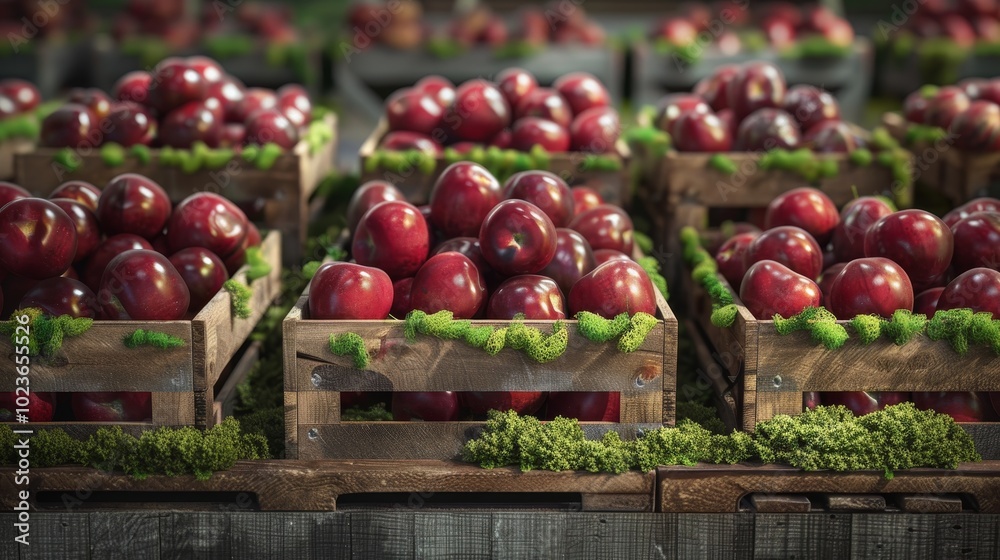 Rustic Elegance Date Plums Displayed in Gourmet Grocery Store on MossLined Wooden Crates Rustic Elegance Date Plums Displayed in Gourmet Grocery Store on MossLined Wooden Crates