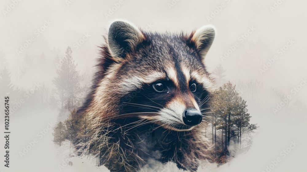 A raccoon is staring at the camera with its eyes closed. The image has a moody and mysterious feel to it, as if the raccoon is hiding something or waiting for something to happen A raccoon is staring at the camera with its eyes closed. The image has a moody and mysterious feel to it, as if the raccoon is hiding something or waiting for something to happen