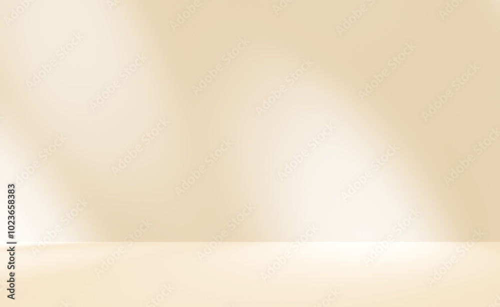 Empty cream brown beige room studio with shadow of leaves for product presentation. Autumn background. Summer tropical backdrop. Cosmetic showroom. Empty cream brown beige room studio with shadow of leaves for product presentation. Autumn background. Summer tropical backdrop. Cosmetic showroom.