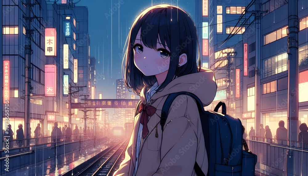 Lofi sad girl anime illustration Lofi sad girl anime illustration