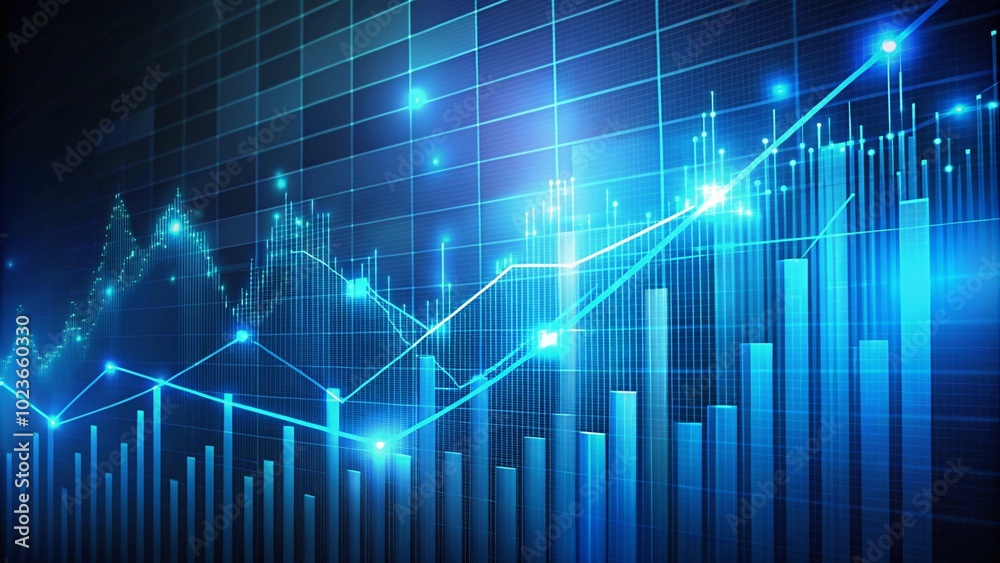 Trading data blue graph, theme of business and success of trading. Trading data blue graph, theme of business and success of trading.