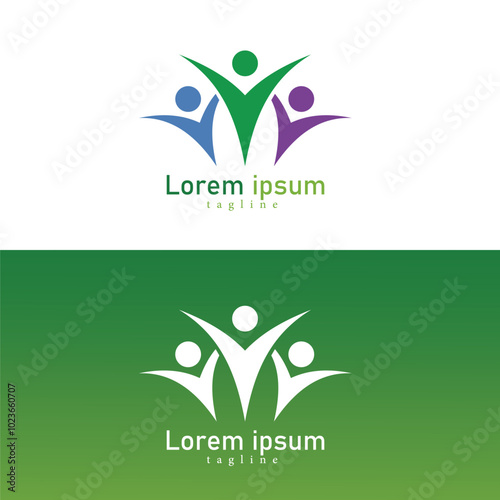 People Care Logo. Community family gradient logo design template