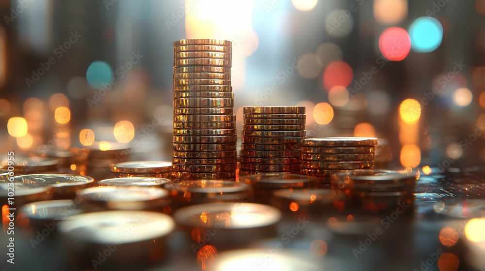 3D Bokeh Image Depicting Financial Strategy Concept with Blurred Elements for Business Planning and Development, Soft Lights, Ample Copy Space, Isolated on White Background