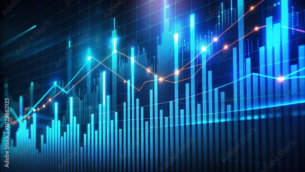 Trading data blue graph, theme of business and success of trading. Trading data blue graph, theme of business and success of trading.