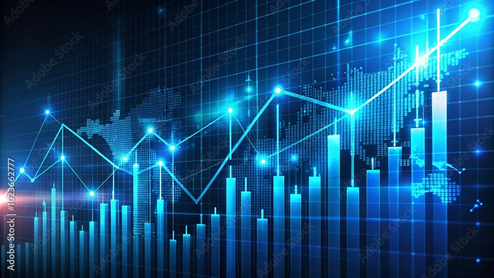 Trading data blue graph, theme of business and success of trading. Trading data blue graph, theme of business and success of trading.