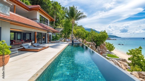 Beachfront villa with an infinity pool and terrace