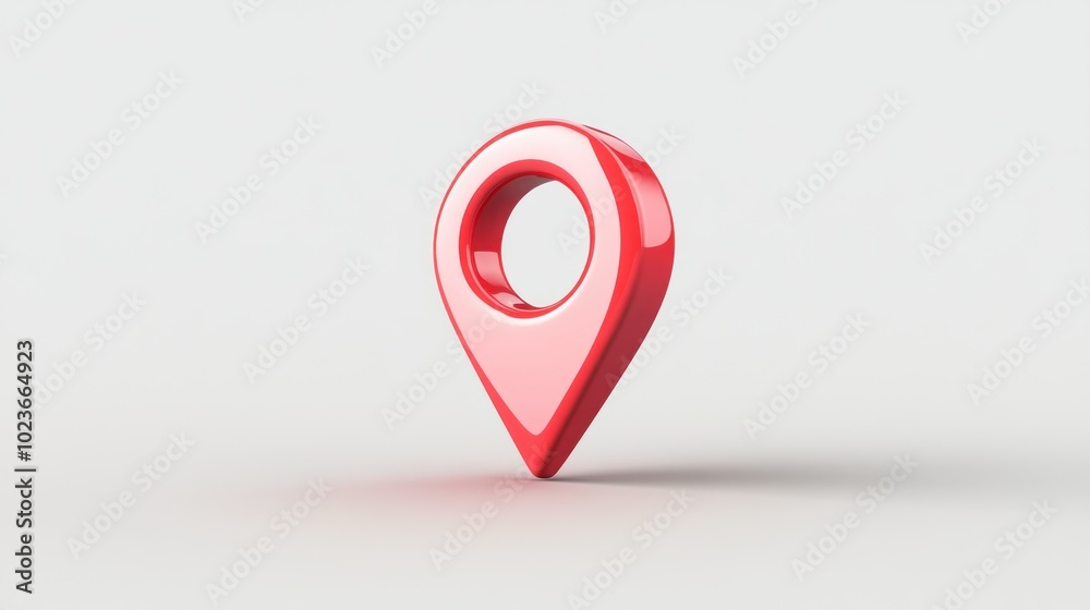 3D Red Location Marker Icon on a White Background