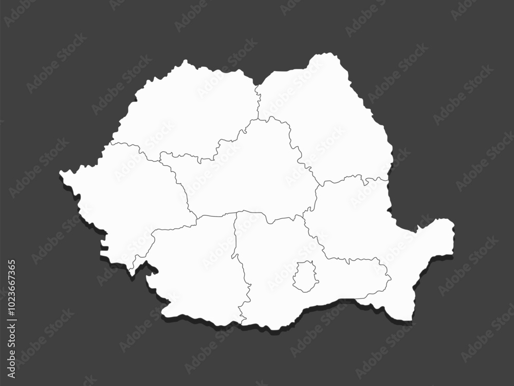 Vector map country Romania divided on regions