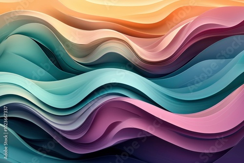 Abstract 3D Wavy Pattern with Multicolored Layers