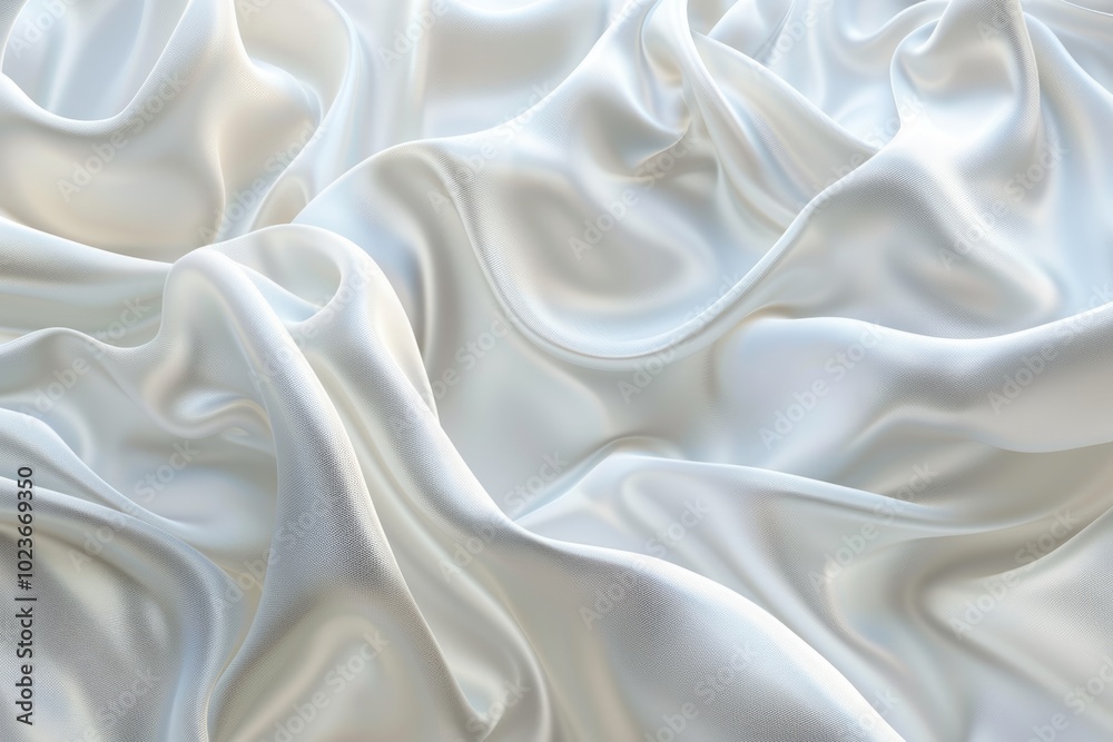 Abstract white background with satin waves for product or text.