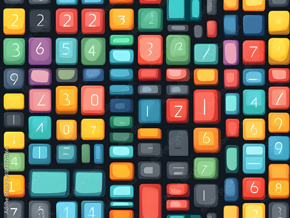 Flat ATM Keypad Mosaic Design - Extreme Close-Up of Colorful Seamless Tile Pattern of Minimalist ATM Keypads in Modern Banking Illustration Flat ATM Keypad Mosaic Design - Extreme Close-Up of Colorful Seamless Tile Pattern of Minimalist ATM Keypads in Modern Banking Illustration