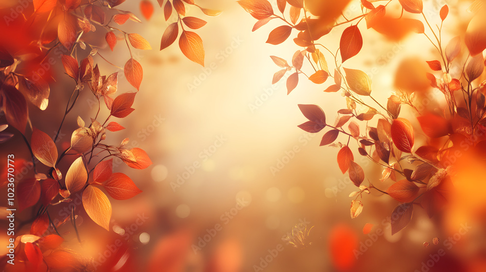 An Elegant Autumn-Themed Banner Card with Rich Foliage and Gradient Hues for Custom Text An Elegant Autumn-Themed Banner Card with Rich Foliage and Gradient Hues for Custom Text