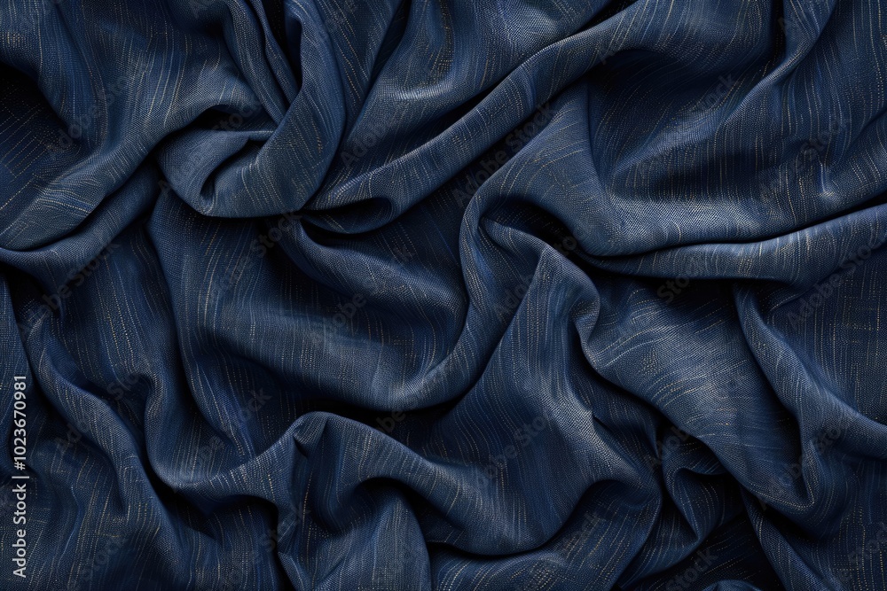 Navy blue cotton fabric pattern close up as background Navy blue cotton fabric pattern close up as background