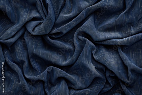 Navy blue cotton fabric pattern close up as background