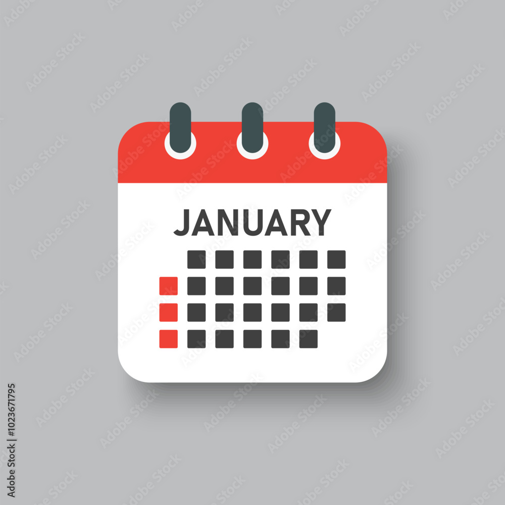 Vector template icon page calendar, month January
