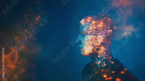person feeling connected to universe, AI generated