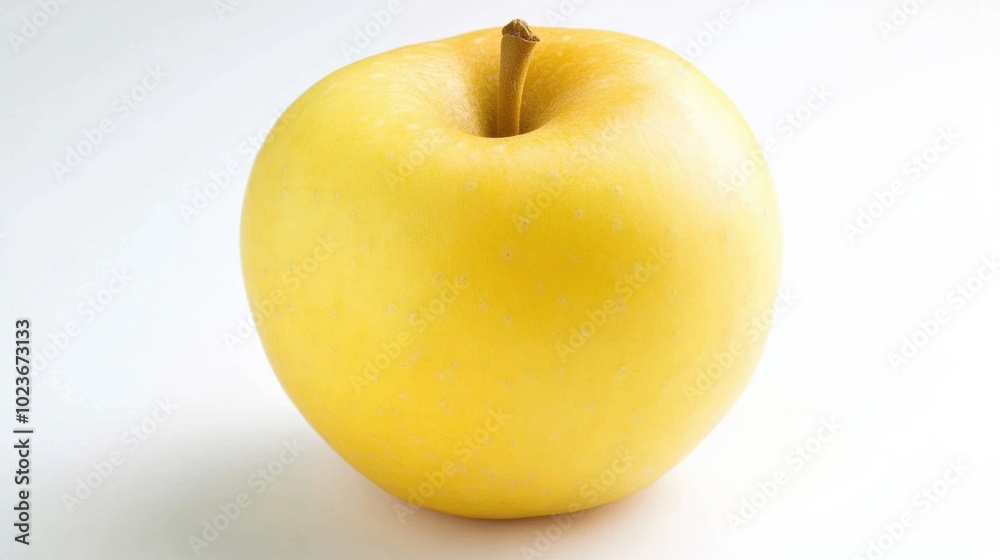 Ripe yellow apple isolated on white background. Fresh sweet fruit, natural organic healthy food Ripe yellow apple isolated on white background. Fresh sweet fruit, natural organic healthy food