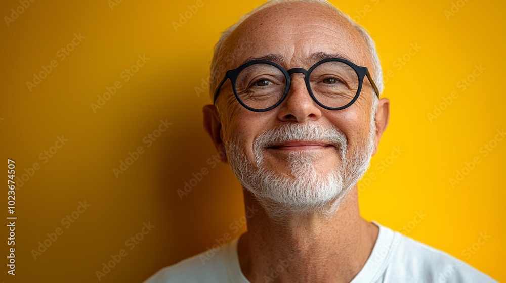 Handsome happy older grey-haired single man relaxing on cozy sofa smiling looking at camera enjoy carefree retired life, spend leisure alone at modern home. Untroubled male pensioner portrait concept Handsome happy older grey-haired single man relaxing on cozy sofa smiling looking at camera enjoy carefree retired life, spend leisure alone at modern home. Untroubled male pensioner portrait concept