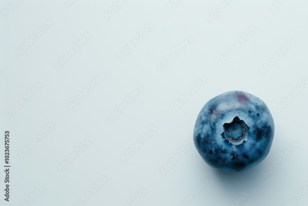 A blueberry is sitting on a white background A blueberry is sitting on a white background