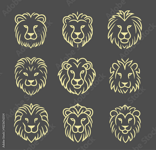 Lion Löwen Set Silhouette Tiere Animal
