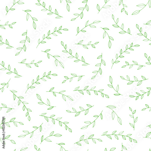 Seamless pattern of leaves. Illustration on white background. Can be used for covers, backgrounds, packaging, labels, souvenirs, textiles, clothes and more.