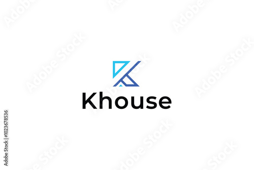 Letter k modern line art home logo