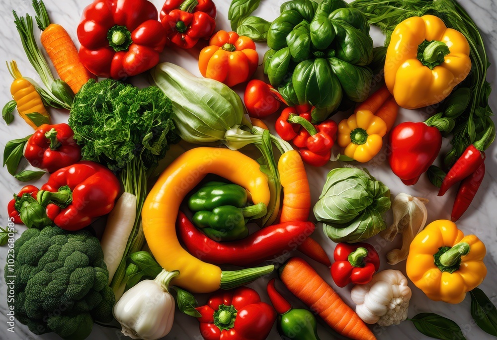 vibrant display fresh vegetables pristine white marble background featuring natural colors textures culinary inspiration, carrot, cucumber, tomato