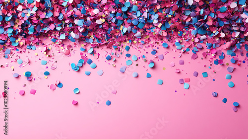 Pink backgrounds with stars and candies with space for inscriptions photo