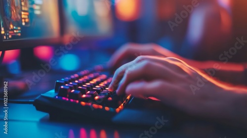 Obraz na płótnie Gamer strategizing online w salonie