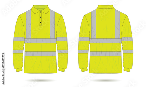 Green long sleeve hi vis shirt mockup