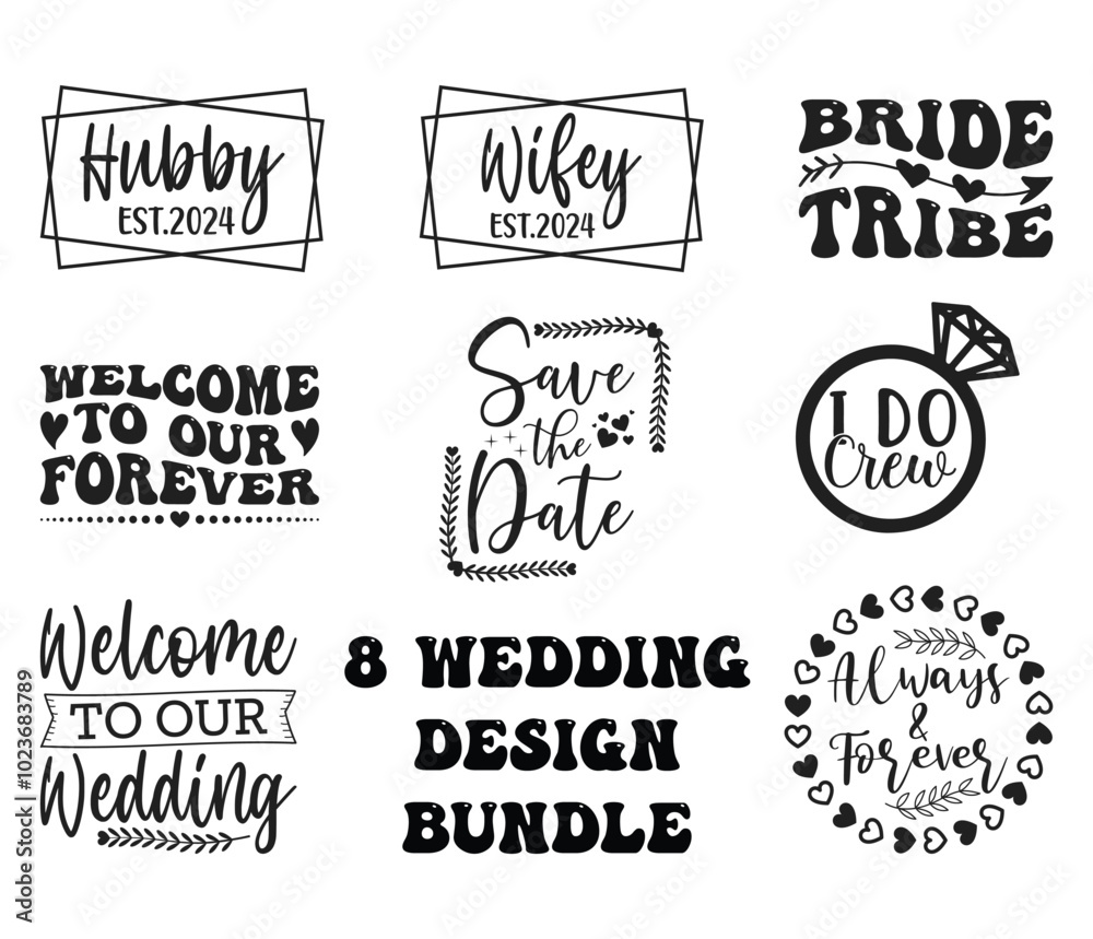 Fototapeta premium Wedding design SVG bundle