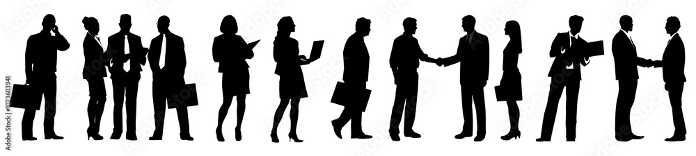 silhouette 2d graphic of business people working png cut out element set silhouette 2d graphic of business people working png cut out element set