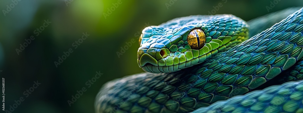 Obraz premium snake, green, reptile, animal, nature, tree, python, wildlife, scales, wild, viper, eye, boa, serpent, zoo, poisonous, snakes, mamba, head, closeup, danger, dangerous, ecology