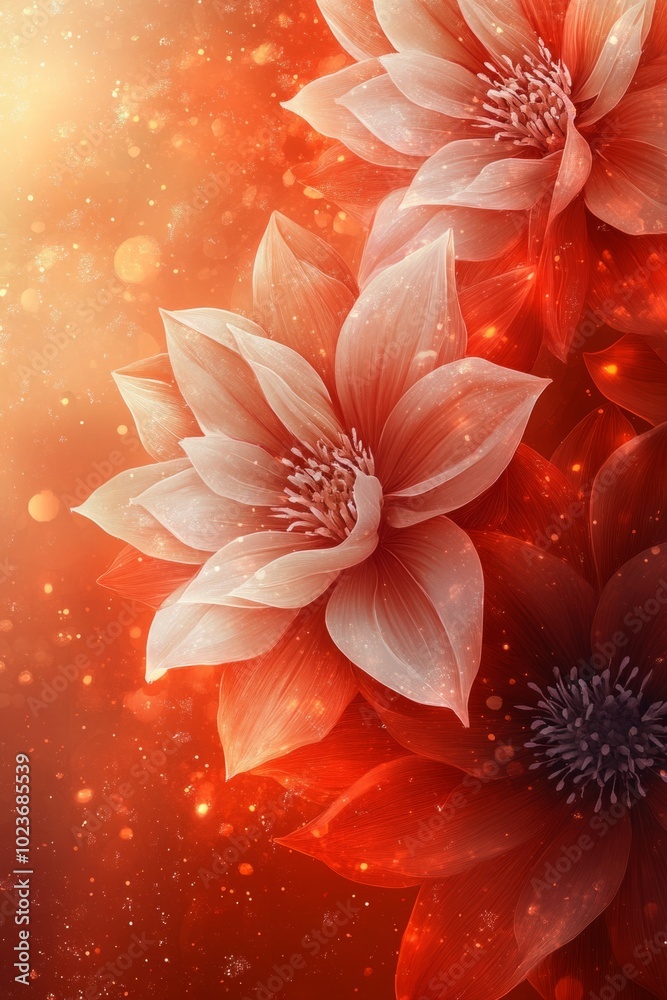 Fototapeta premium Red flowers creating a colorful background