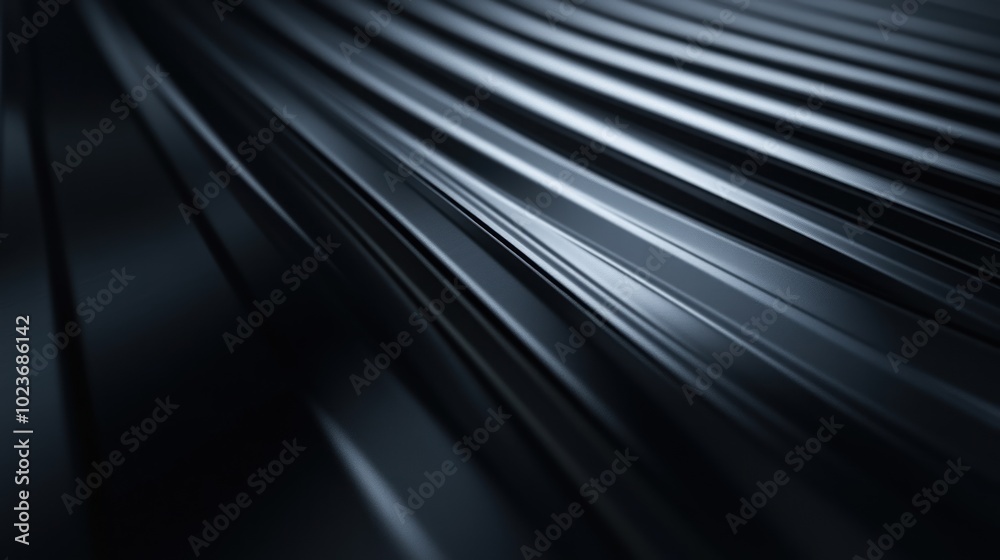 A close-up view of sleek, dark metallic lines creating a smooth, flowing texture.