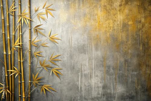 Fototapeta Naklejka Na Ścianę i Meble -  abstract gray and gold bamboo painting art wallpaper