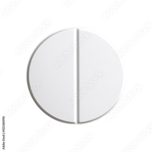 A single large round white medicine pill on an isolated background