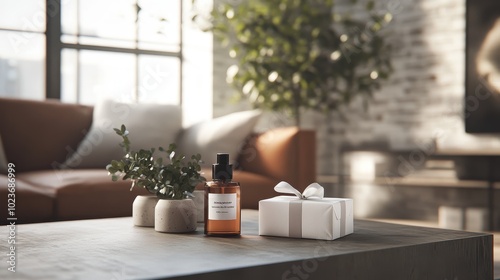 Minimalist Home Decor and Skincare Products on Wooden Table