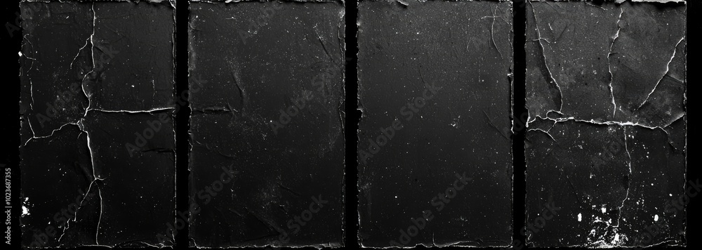 Naklejka premium Dramatic Black Grunge Textured Background with Cracked Wall Effect