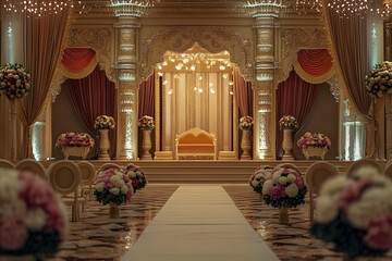 The decoration and interiors of the hindu wedding mandap