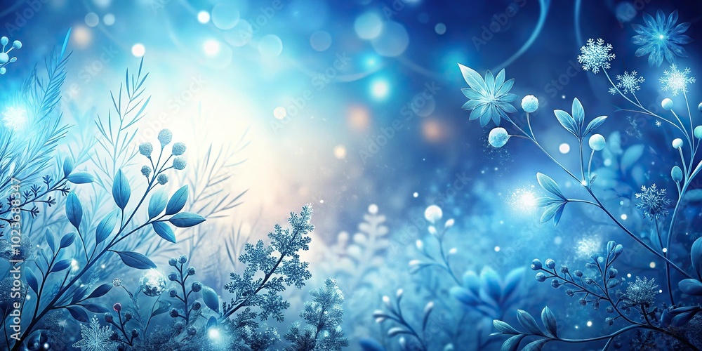 Abstract blue floral background with light curves evokes a winter wonderland Worm's Eye View Abstract blue floral background with light curves evokes a winter wonderland Worm's Eye View