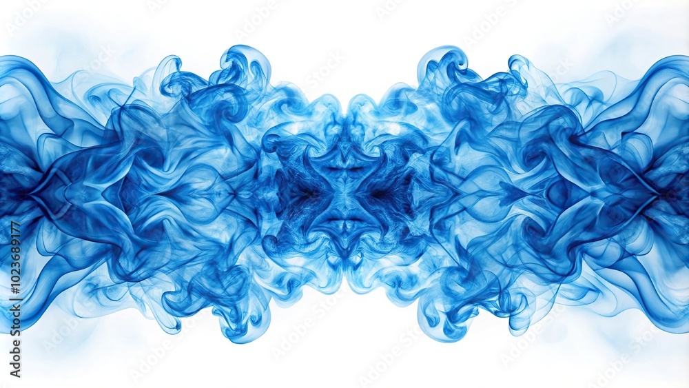 Abstract blue smoke on a white background