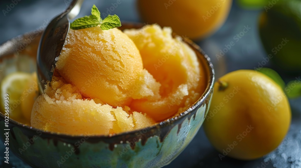 Vibrant Ugli Fruit Sorbet A Refreshing Citrus Delight in a Bowl Vibrant Ugli Fruit Sorbet A Refreshing Citrus Delight in a Bowl